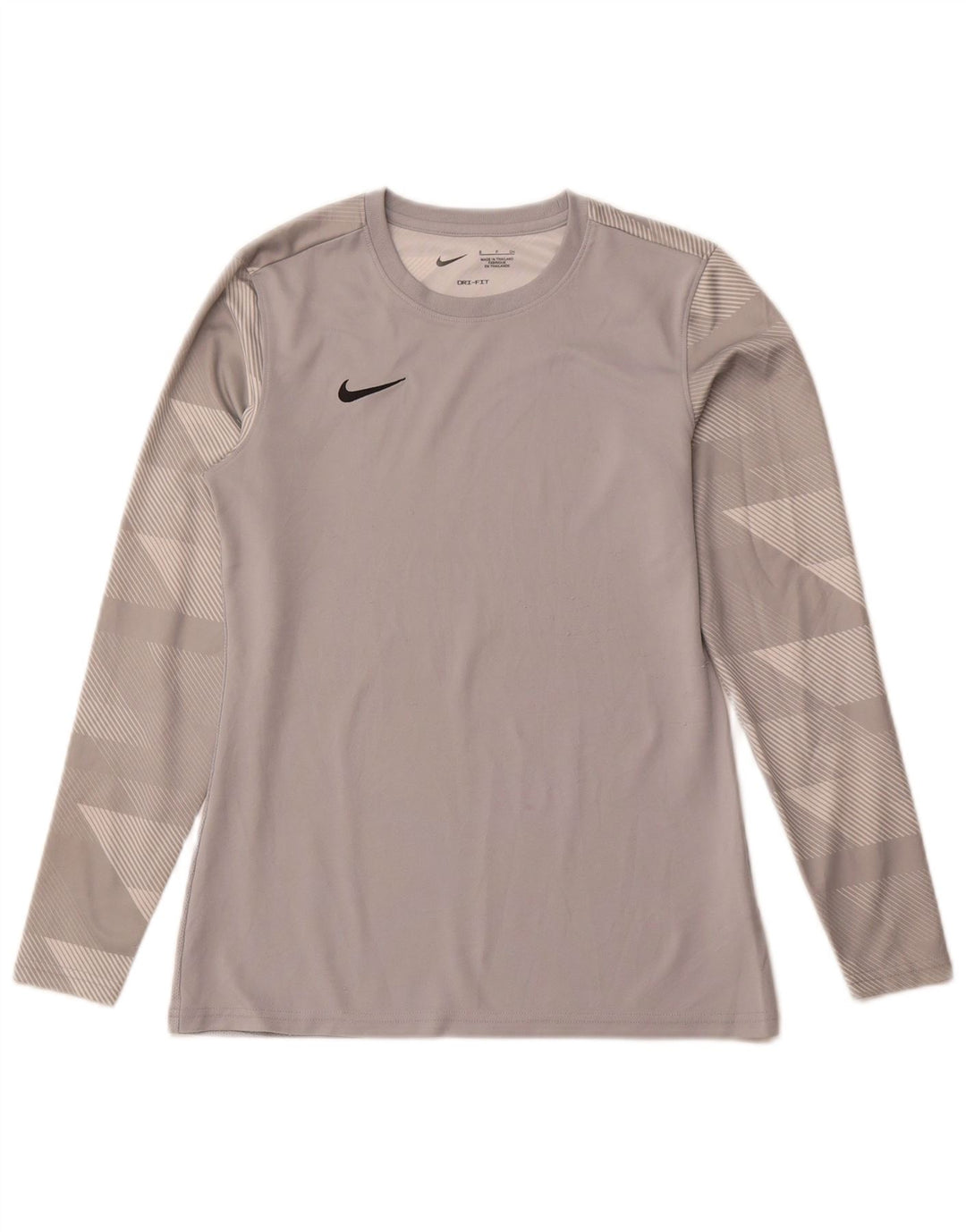 Nike Dame Dri Fit Top Langærmet UK 10 Lille Grå Geometrisk Polyester
