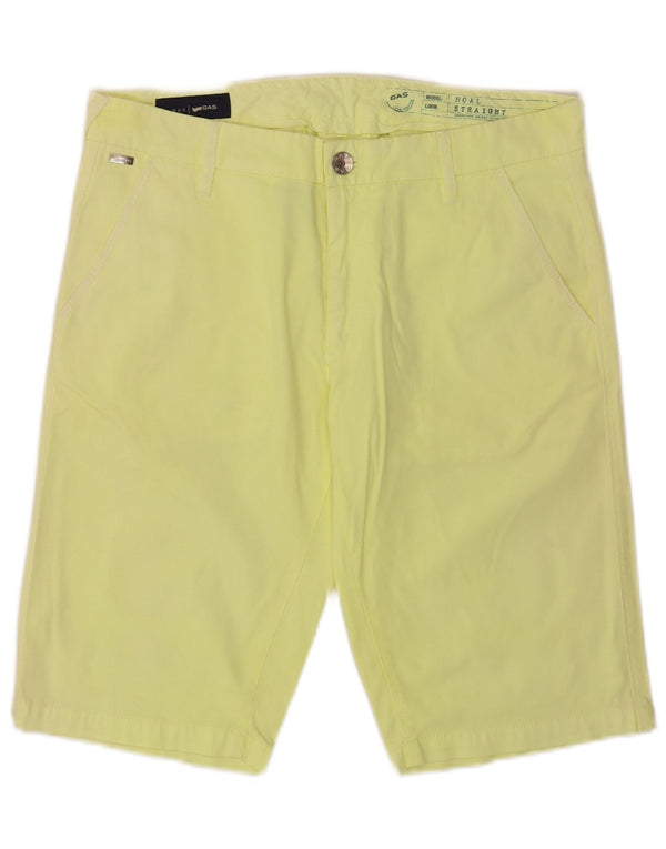 Gas Herre Straight Fit Chino Shorts W32 Medium Gul Bomuld