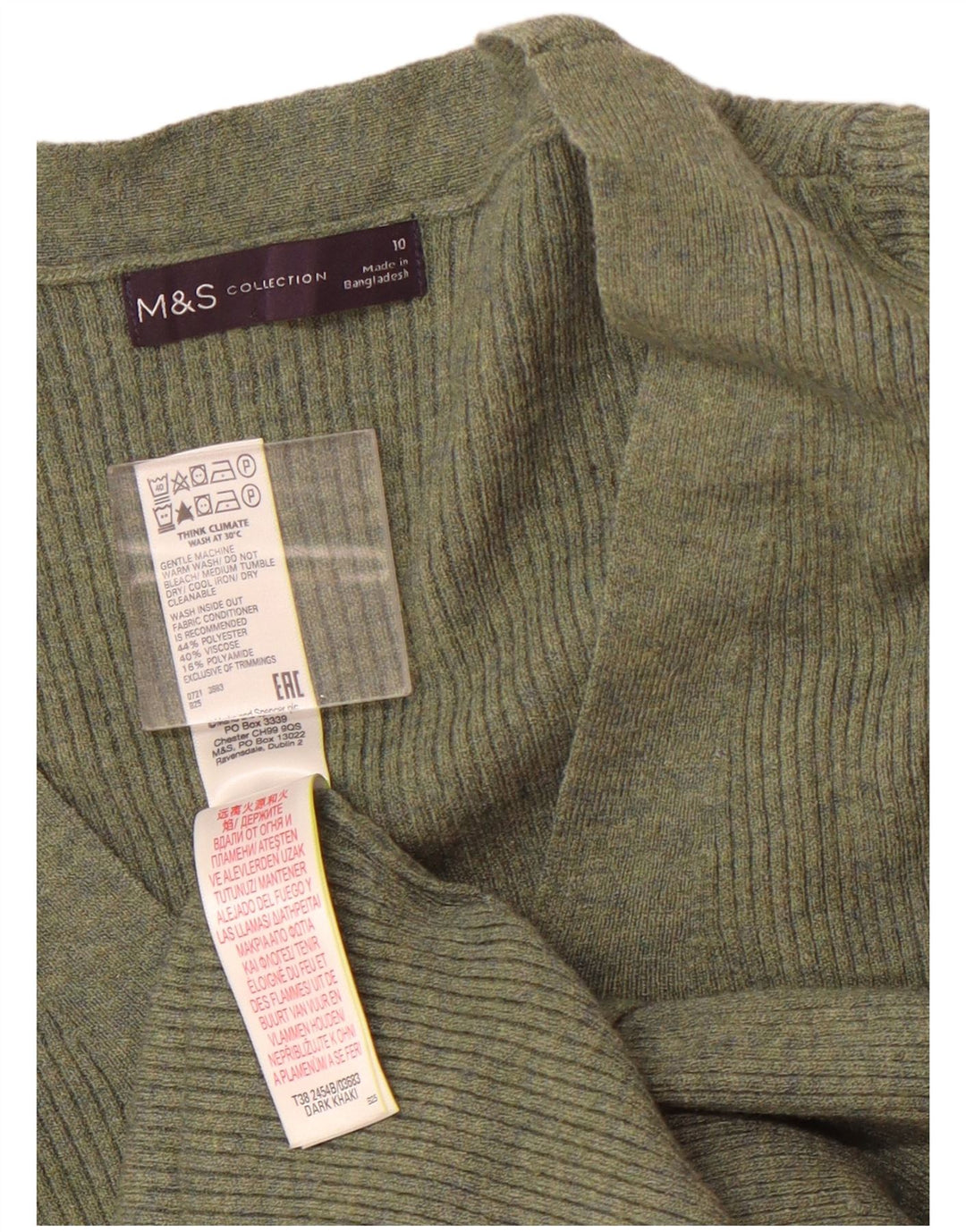 Marks & Spencer Dame V-hals sweater UK 10 Lille grøn polyester