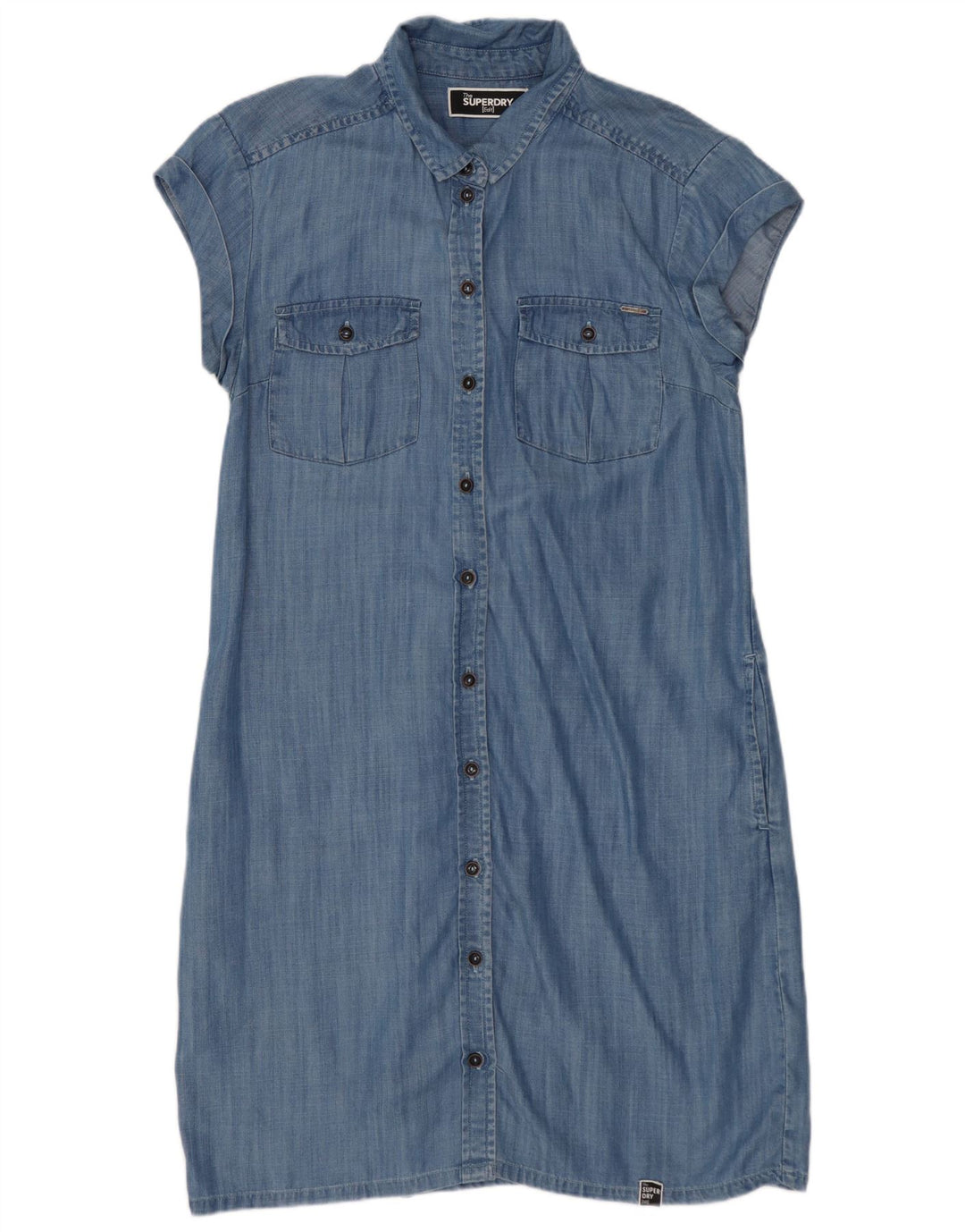 SUPERDRY Dame Denim Kjole UK 10 Small Blue Lyocell