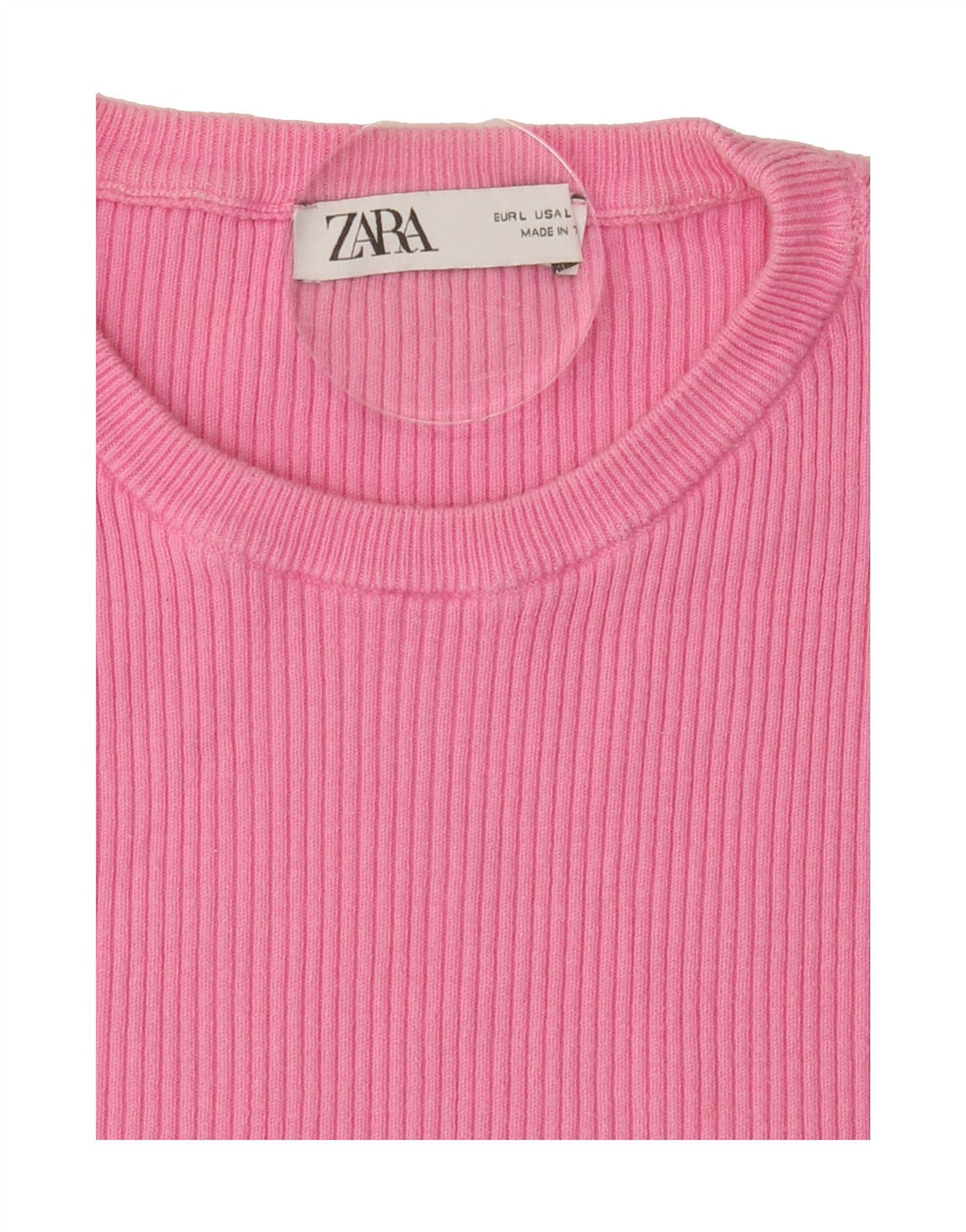 ZARA Womens Crop T-Shirt Top UK 14 Large Pink Vintage Zara and Second-Hand Zara from Messina Hembry 