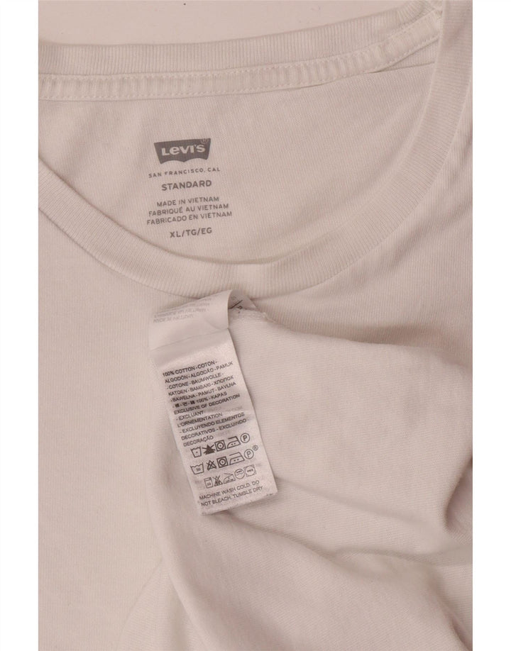 LEVI'S Herre Standard Fit T-Shirt Top XL Hvid Bomuld