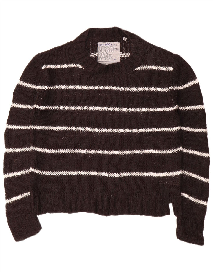 Superdry Sweater med rund hals til kvinder UK 10 Lille sort stribet