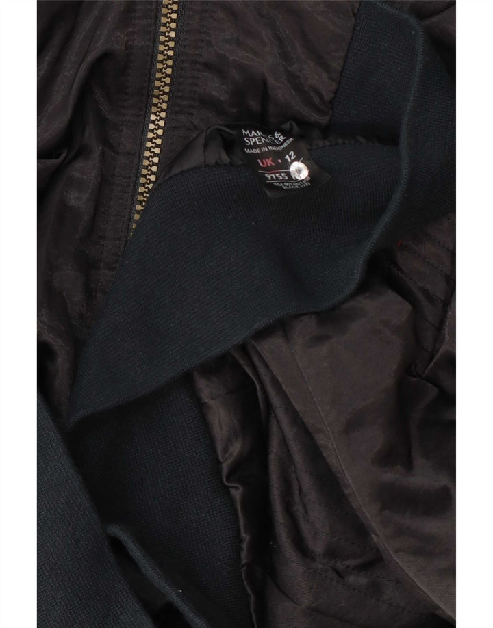 Marks & Spencer Womens Bomber Jacket UK 12 Medium Black Colourblock