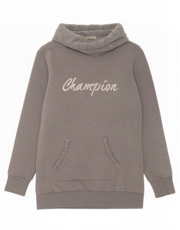 Champion Dame Grafisk Sweatshirt Jumper UK 12 Medium Grey Bomuld