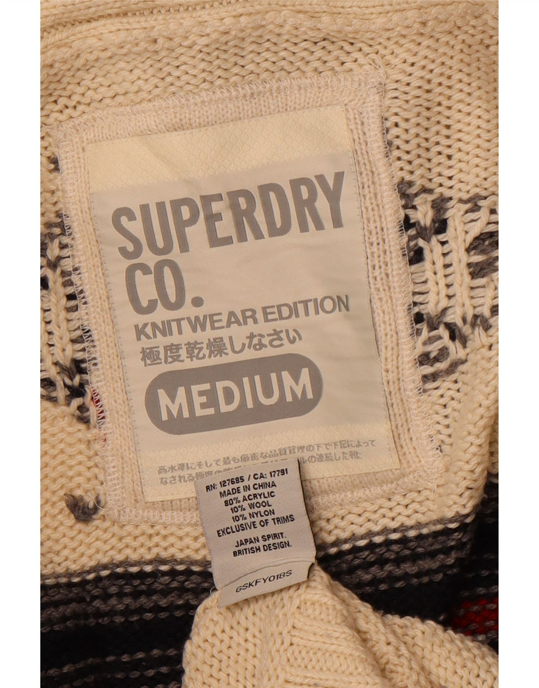 SUPERDRY Dame Longline Cardigan Sweater UK 14 Medium Off White