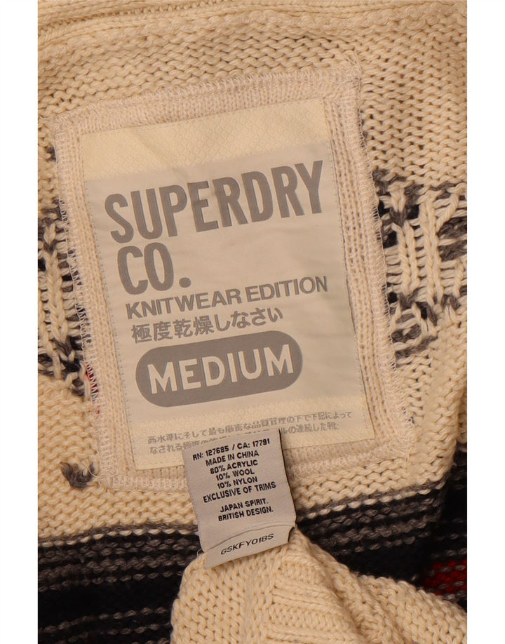 SUPERDRY Dame Longline Cardigan Sweater UK 14 Medium Off White