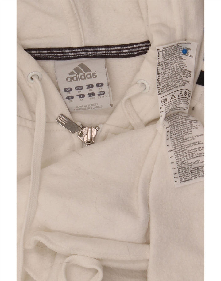 ADIDAS Mens Zip Hoodie Sweater XL White Cotton
