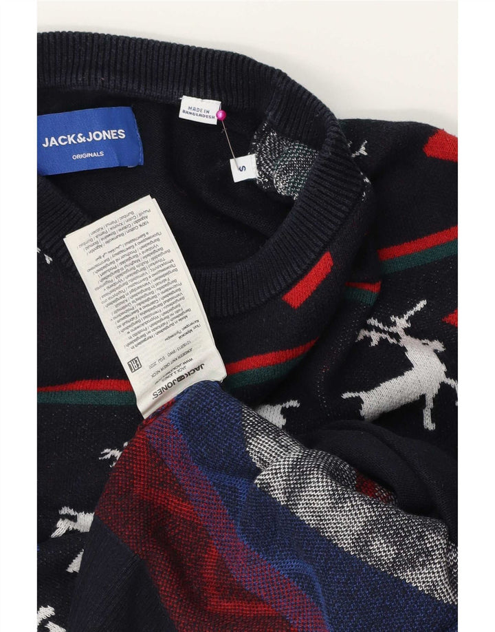 Jack & Jones Herre Crew Neck Jumper Sweater Small Navy Blue Christmas