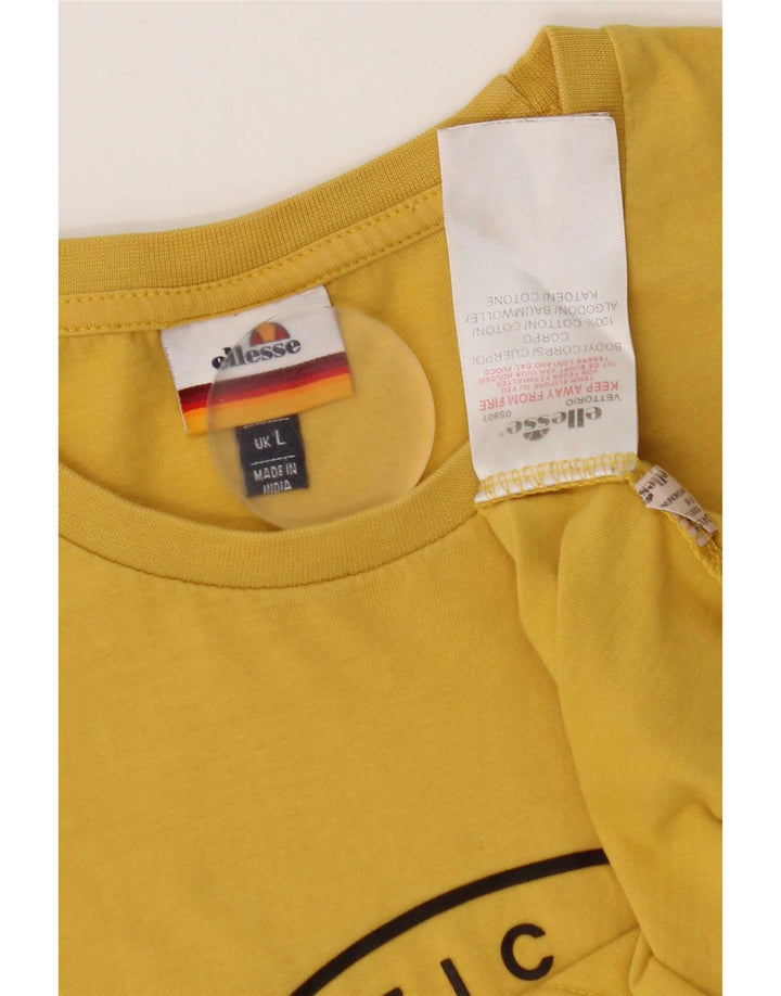 Ellesse Herre Grafisk T-Shirt Top Stor Gul Bomuld