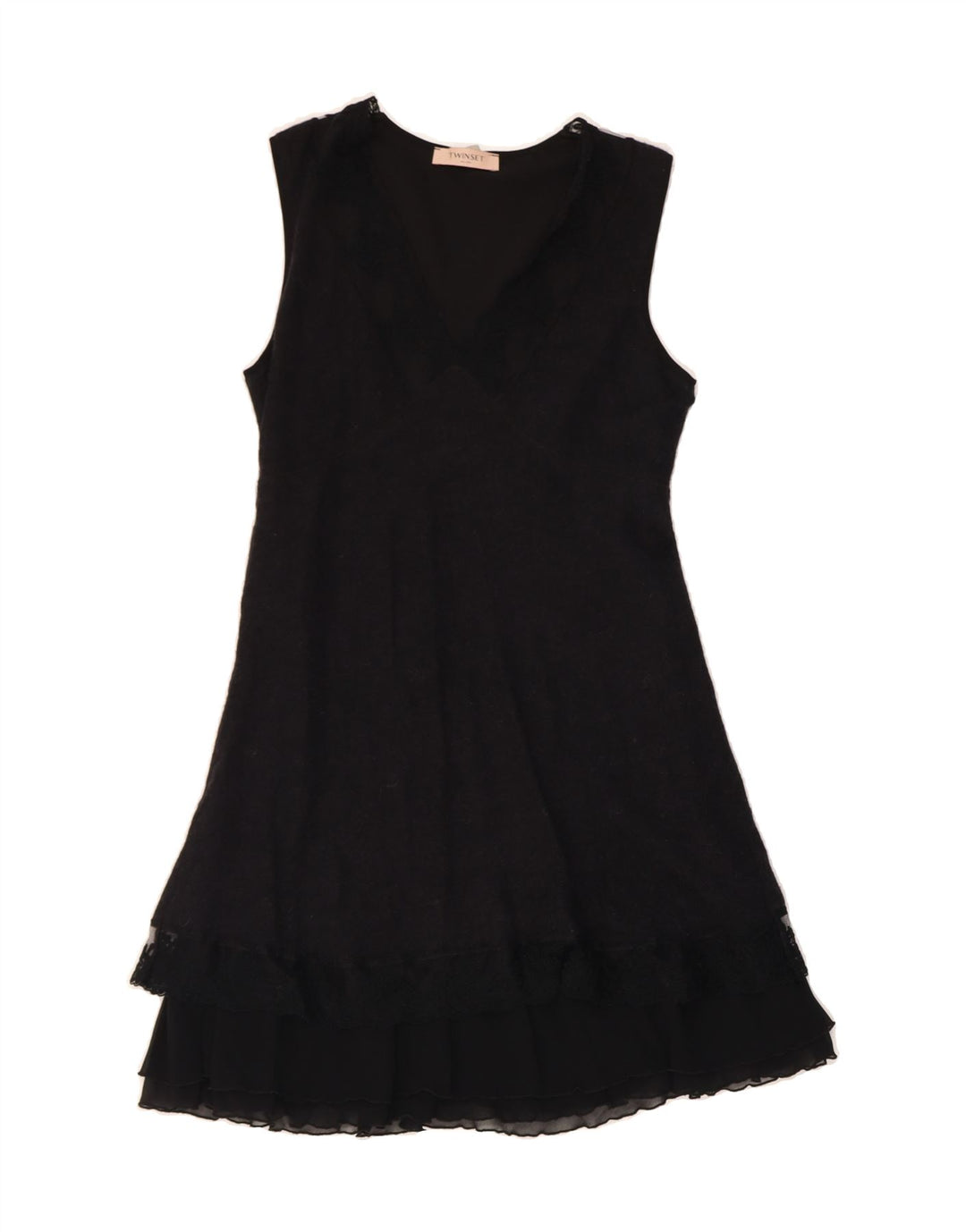 TWINSET Womens Sleeveless A-Line Dress UK 10 Small Black Polyamide Vintage Twinset and Second-Hand Twinset from Messina Hembry 