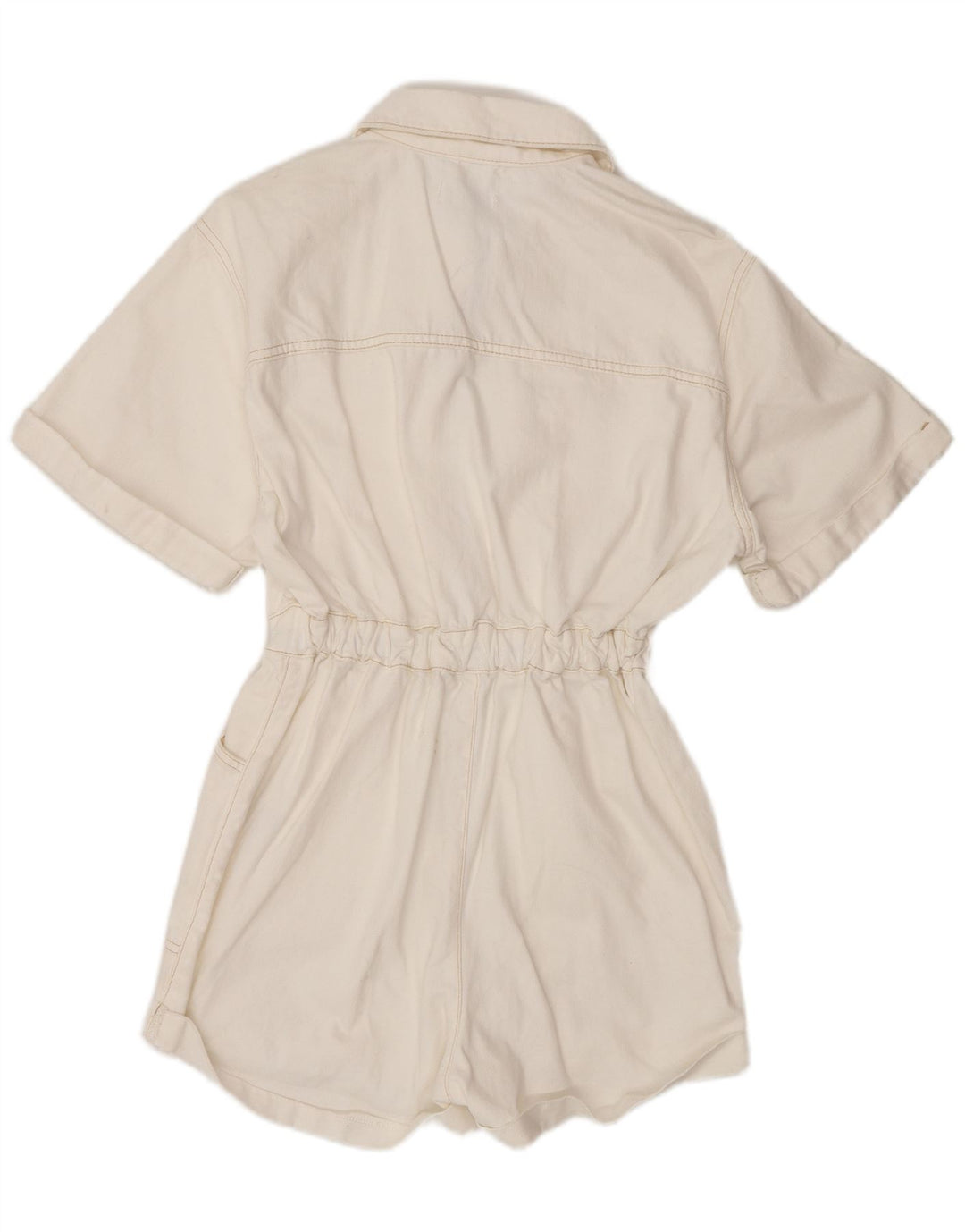 Topshop Dame Denim Playsuit UK 8 Small White Bomuld