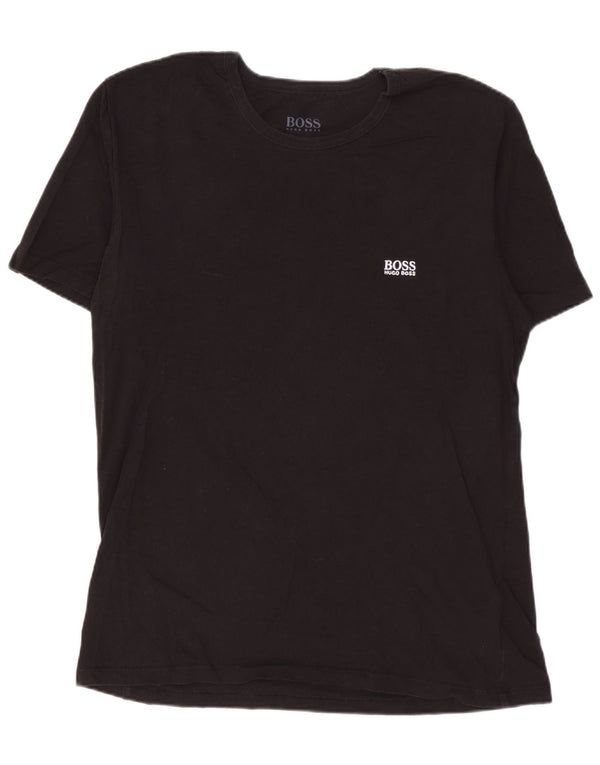 HUGO BOSS Herre T-Shirt Top Medium Sort Bomuld