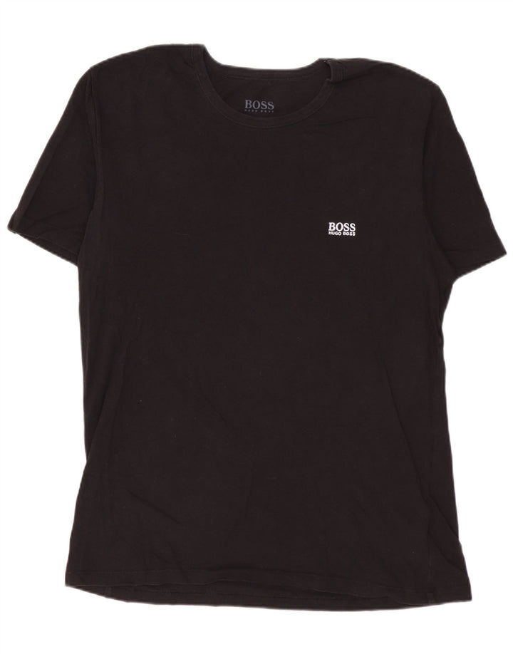 HUGO BOSS Herre T-Shirt Top Medium Sort Bomuld