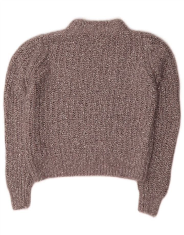 Marks & Spencer Dame Crop Turtle Neck Jumper Sweater UK 6 XS Grå