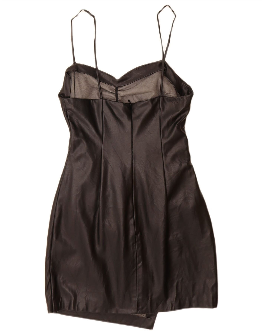 Zara Womens imiteret læder Bodycon-kjole UK 12 Medium Black Polyurethane