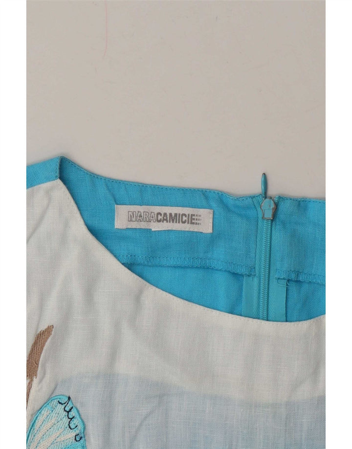 Naracamicie Dame Grafisk Bluse Top UK 12 Medium Blue Butterfly