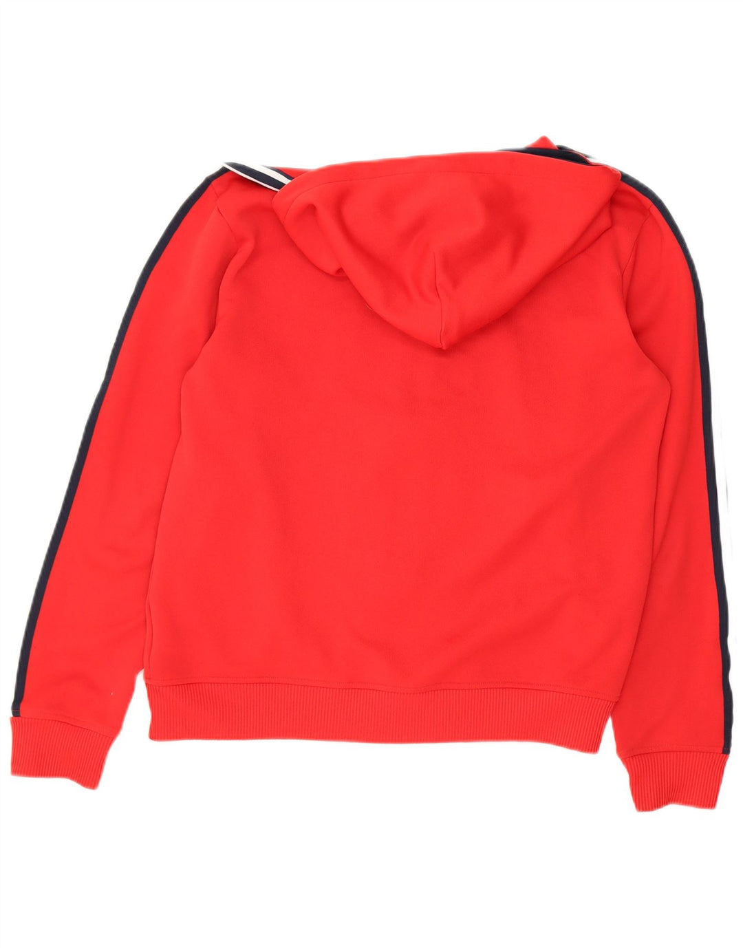 ADIDAS Womens Zip Hoodie Sweater UK 14 Medium Red Polyester