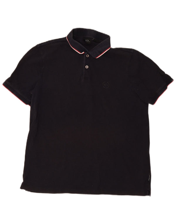 Armani Exchange herre poloshirt XL sort stribet bomuld