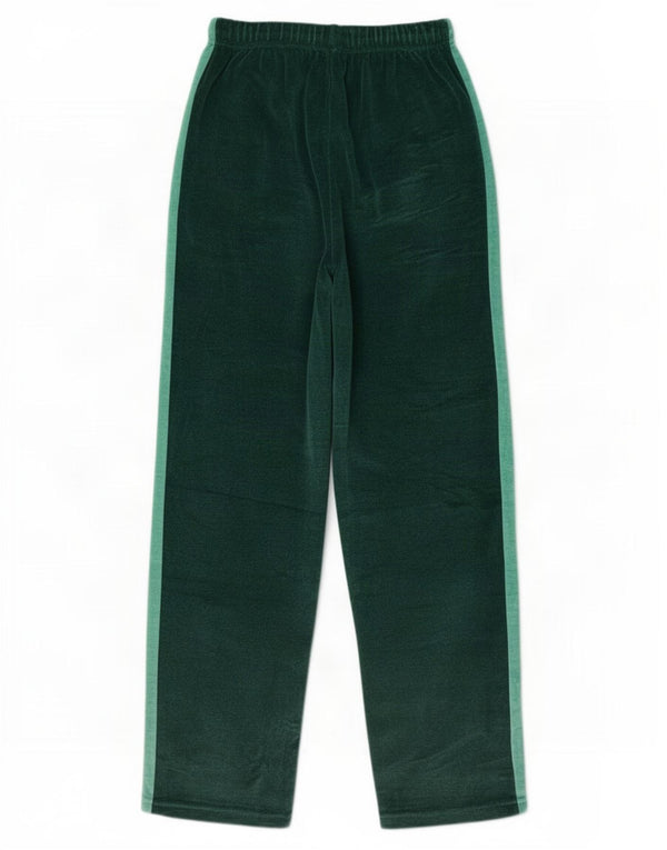 Vintage dame velour træningsdragt bukser UK 16 Large Green Colourblock