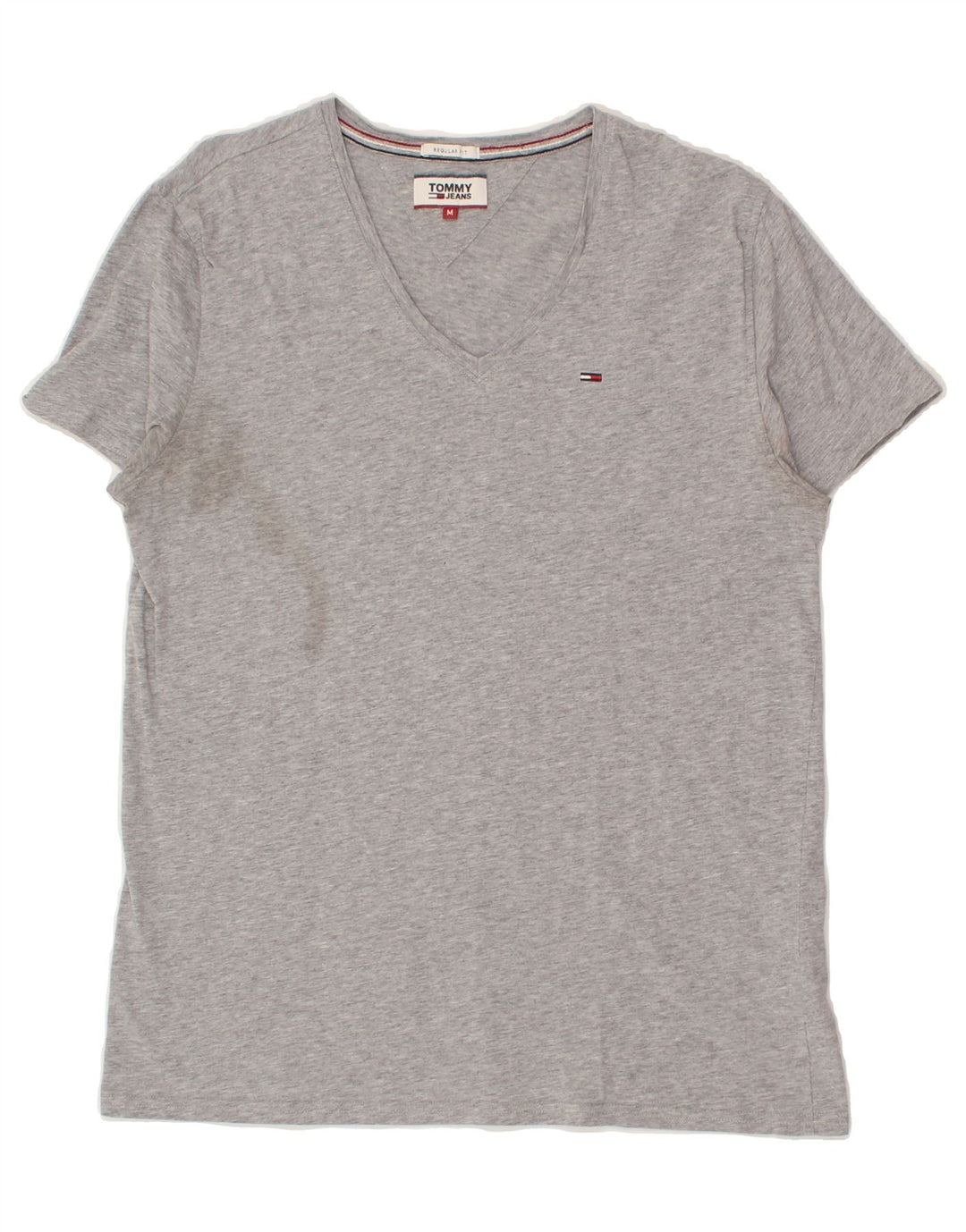 TOMMY HILFIGER Womens Regular Fit T-Shirt Top UK 14 Medium Grey Flecked Vintage Tommy Hilfiger and Second-Hand Tommy Hilfiger from Messina Hembry 
