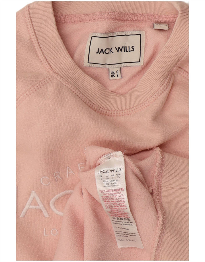 Jack Wills Dame Grafisk Oversized Sweatshirt Jumper UK 6 Small Pink