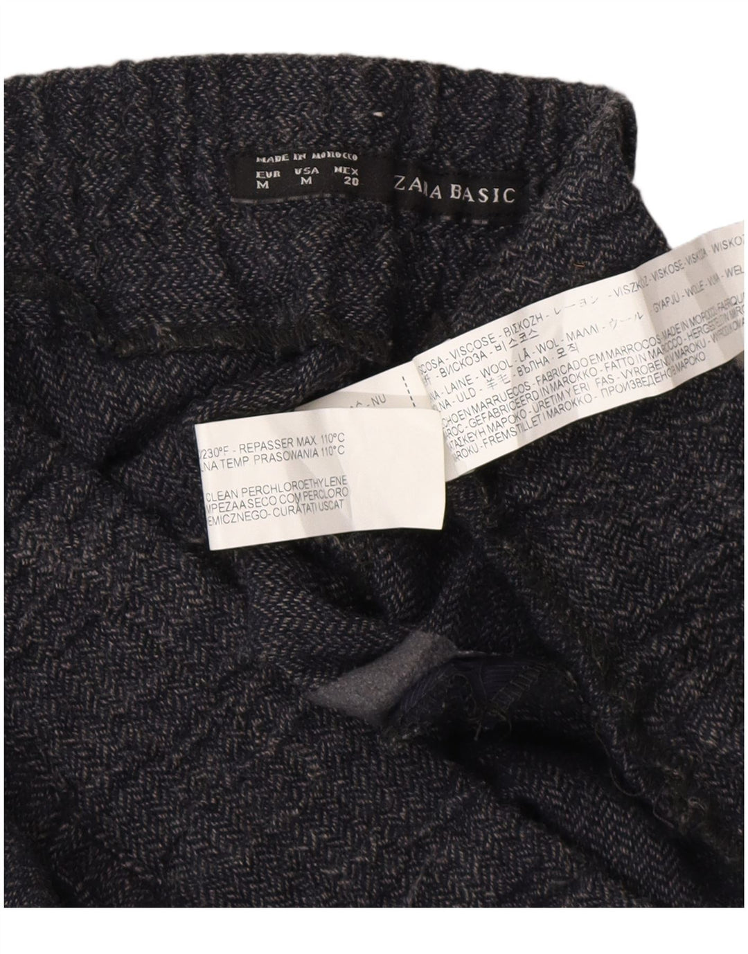 Zara joggerbukser til kvinder Medium W28 L27 Marineblå sildebensviskose