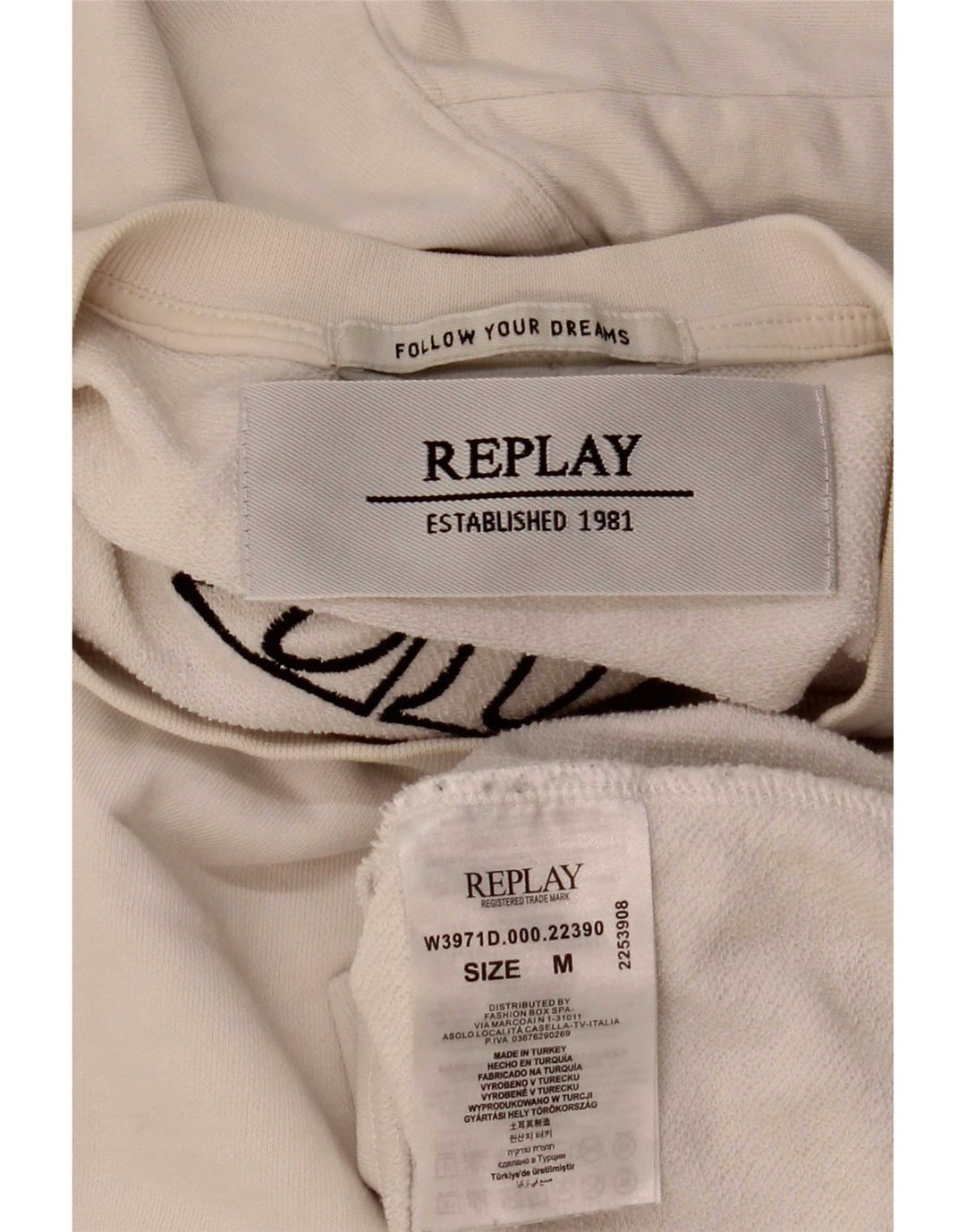 Replay Dame Grafisk Sweatshirt Jumper UK 14 Medium Hvid Bomuld
