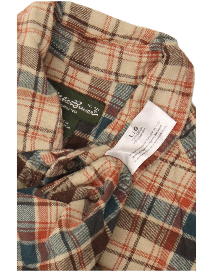 Eddie Bauer Herre flannelskjorte Stor beige ternet bomuld