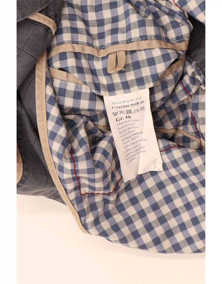 CAMEL ACTIVE Herre 2-knaps blazerjakke IT 48 Mellemblå ternet bomuld