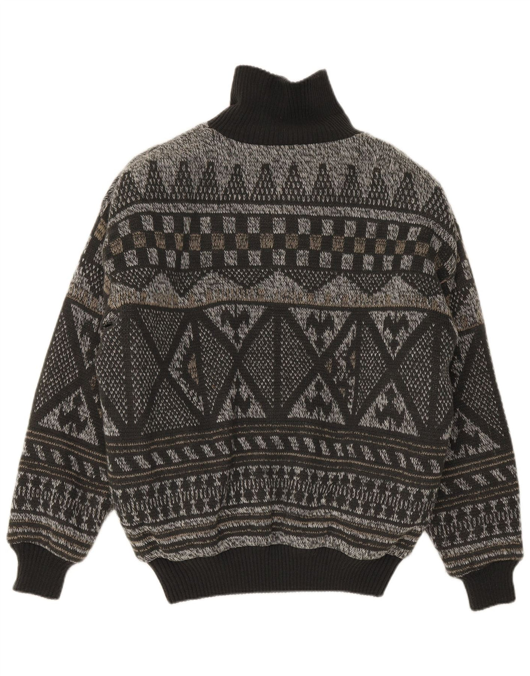 Vintage Strik Bomber Jacket IT 52 XL Grå Fair Isle Polyacryl