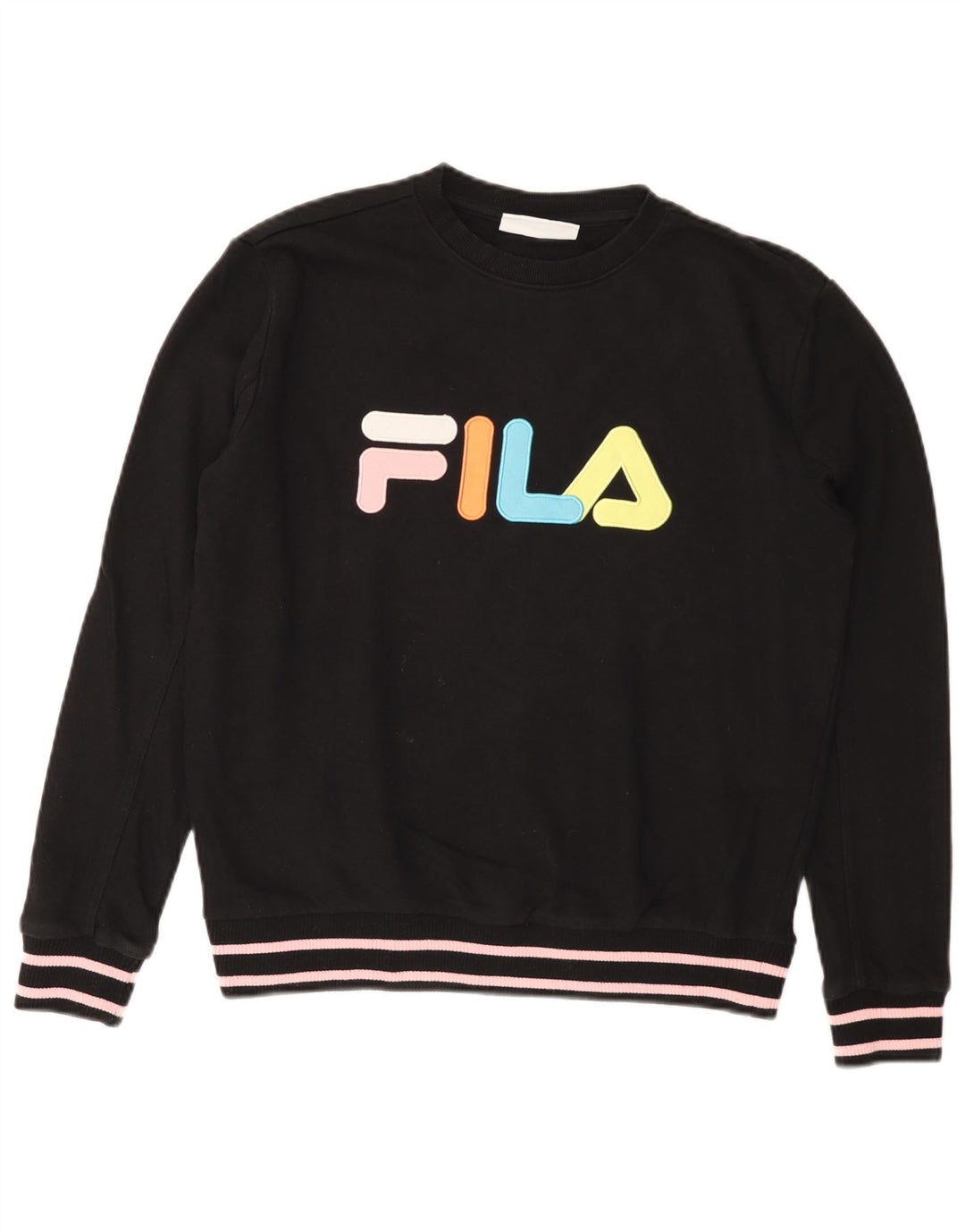 FILA Grafisk Sweatshirt Jumper UK 14 Medium Sort Bomuld