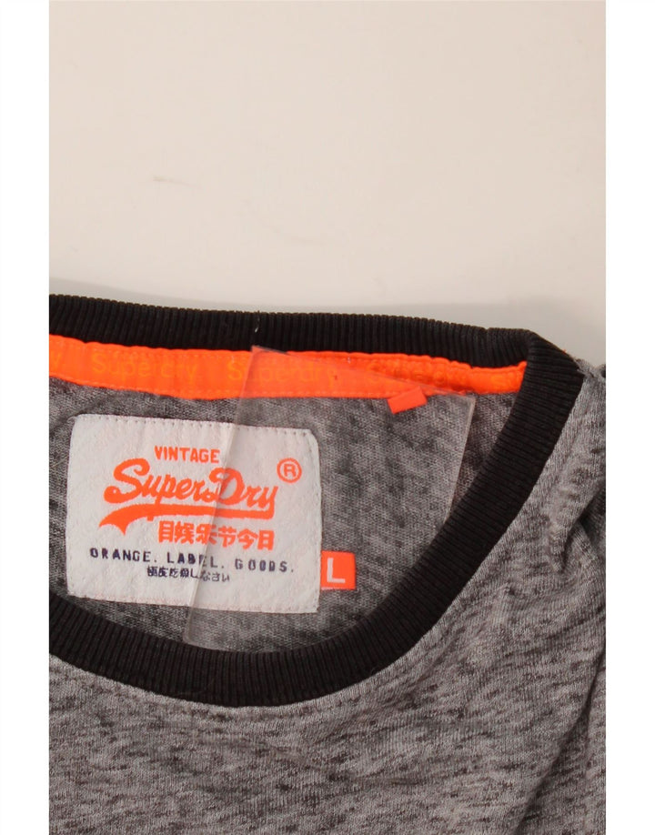 Superdry T-shirt top til mænd, stor grå flækket