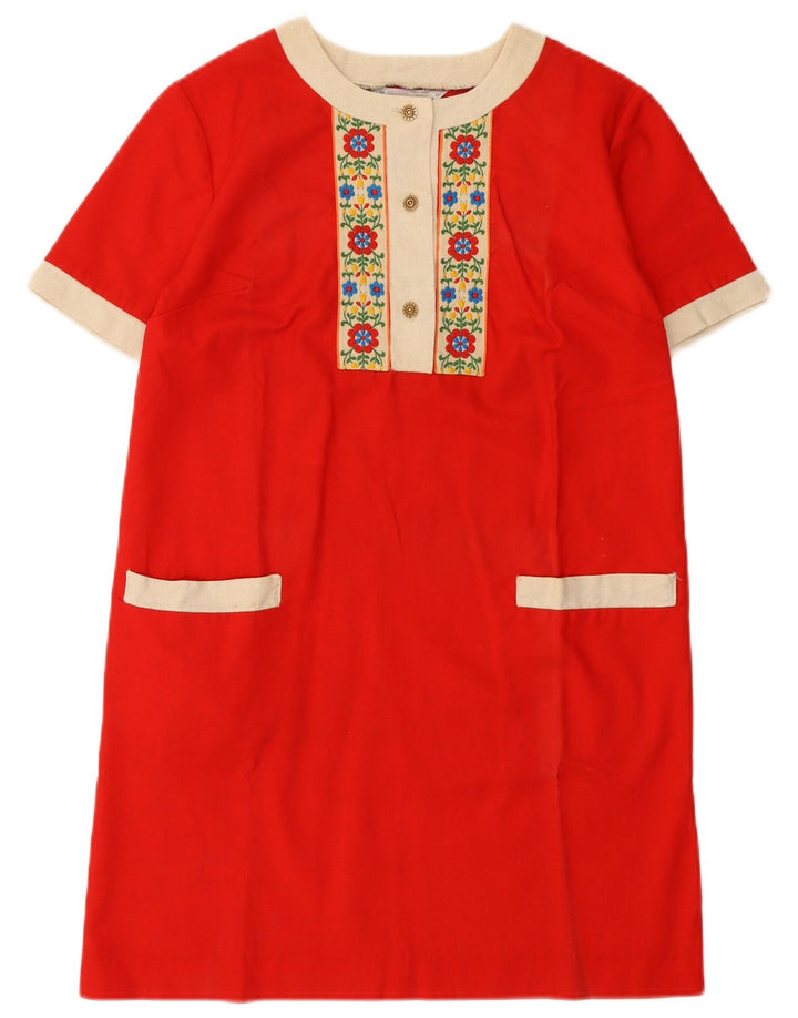 Luna Womens Shift Dress EU 40 Medium Rød Blomsterbomuld