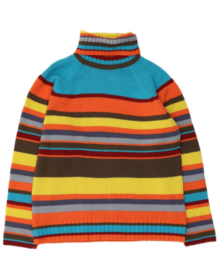 Vintage Dame Roll Neck Jumper Sweater UK 16 Stor Flerfarvet Stribet