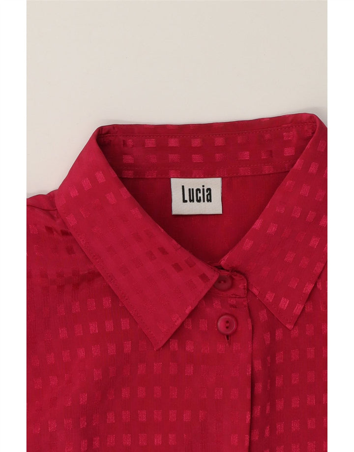 LUCIA Womens Oversized Shirt Blouse UK 10 Small  Pink Geometric Polyester Vintage Lucia and Second-Hand Lucia from Messina Hembry 