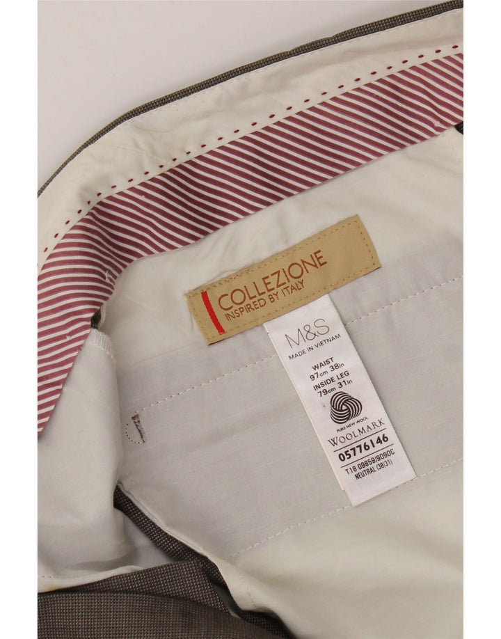 MARKS & SPENCER Lige jakkesæt til mænd W38 L31 Brun uld