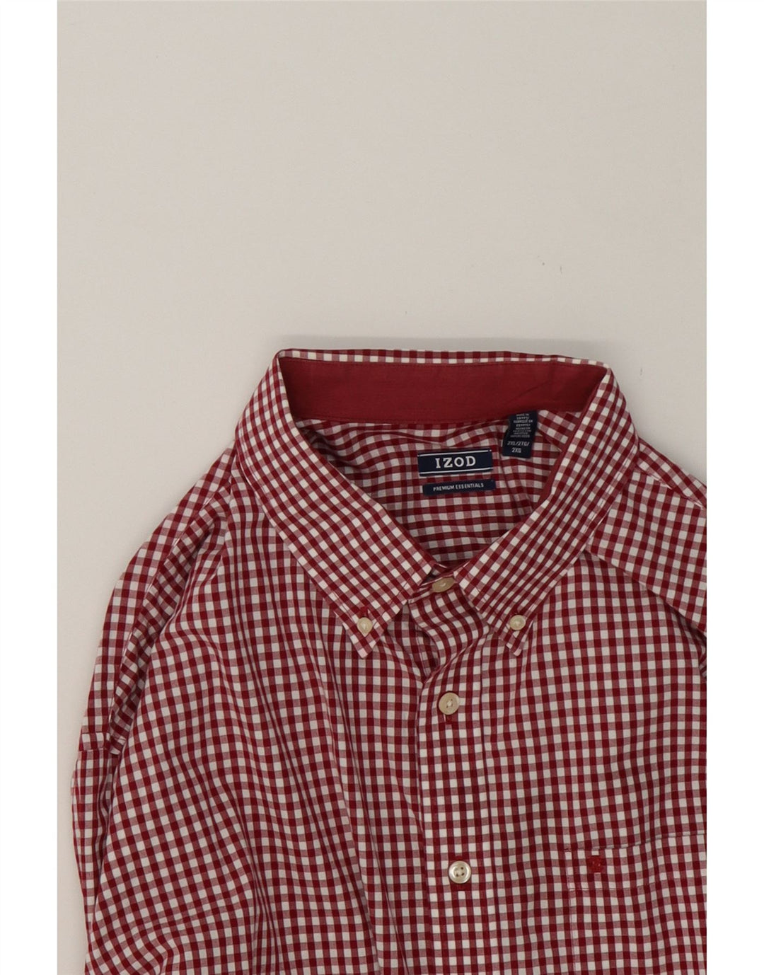 IZOD Mens Shirt 2XL Red Gingham Cotton Vintage Izod and Second-Hand Izod from Messina Hembry 
