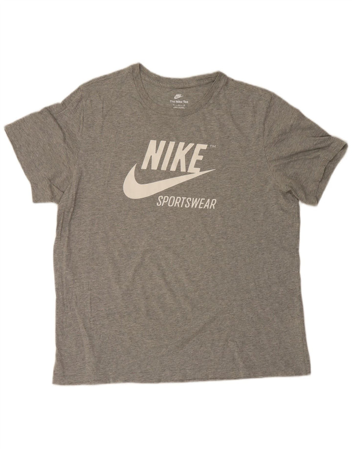 Nike grafisk t-shirt top til mænd XL Grå flækket bomuld
