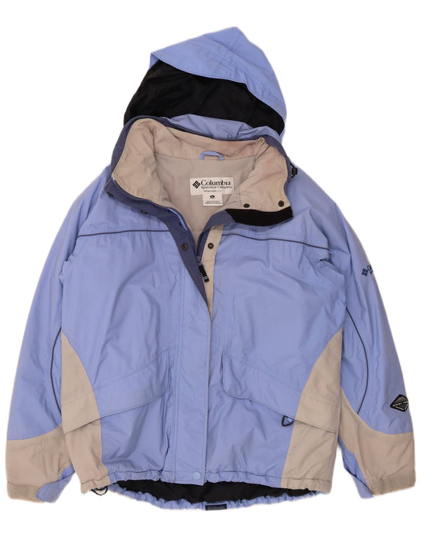 Columbia Womens Omni-Tech Skijakke med hætte UK 18 XL Blå Colourblock Nylon