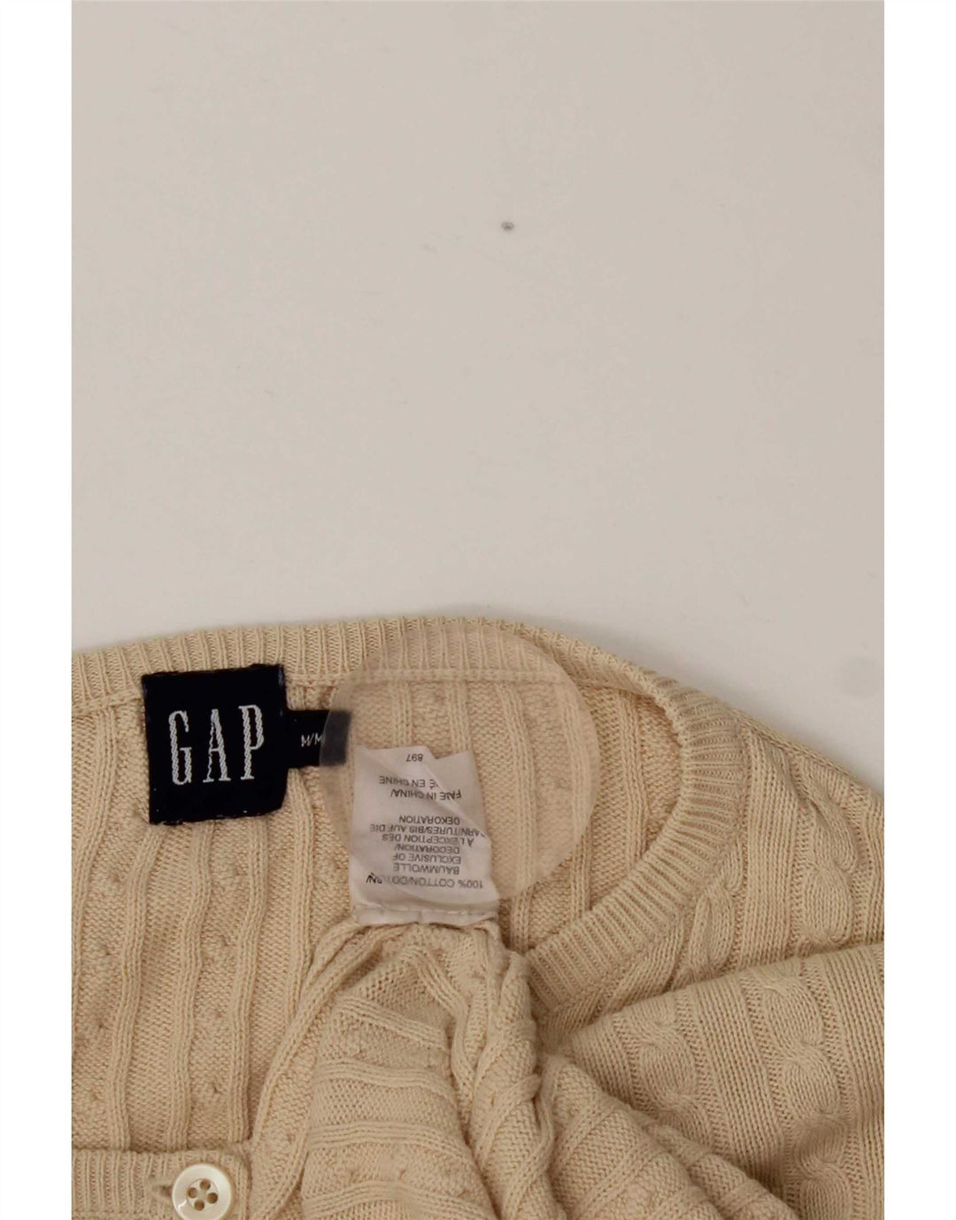 Gap Dame Cardigan Sweater UK 14 Medium Beige Bomuld