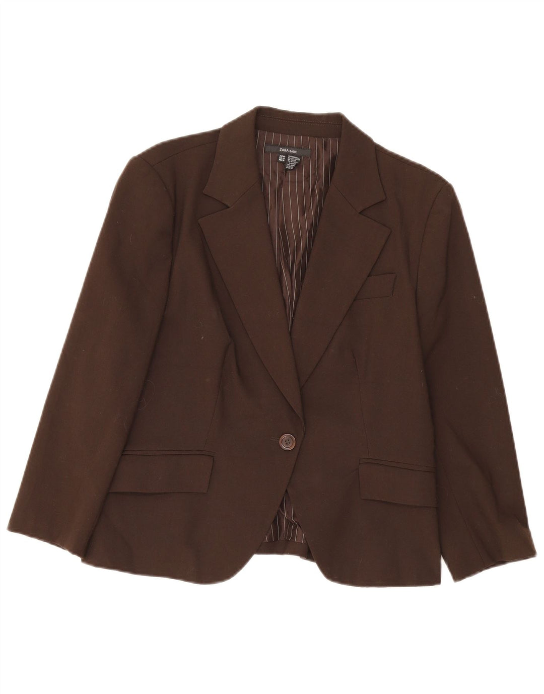 Zara Dame 1-knaps blazerjakke EU 44 XL Brun Polyester