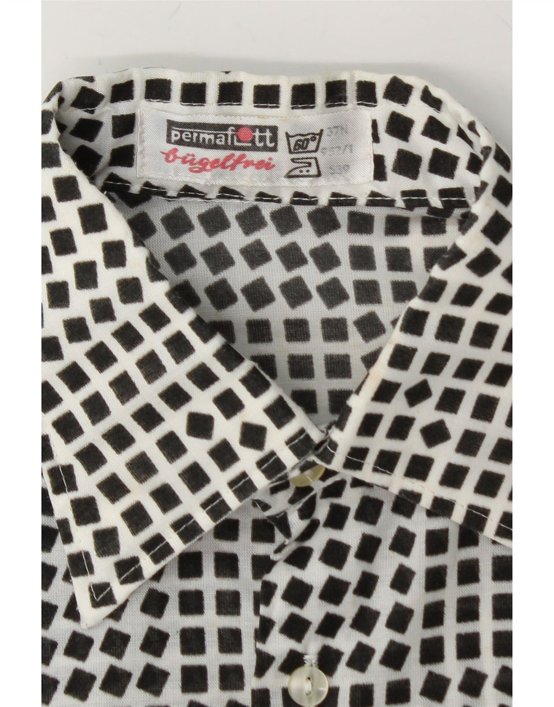 VINTAGE Mens Shirt Medium White Geometric Vintage Vintage and Second-Hand Vintage from Messina Hembry 