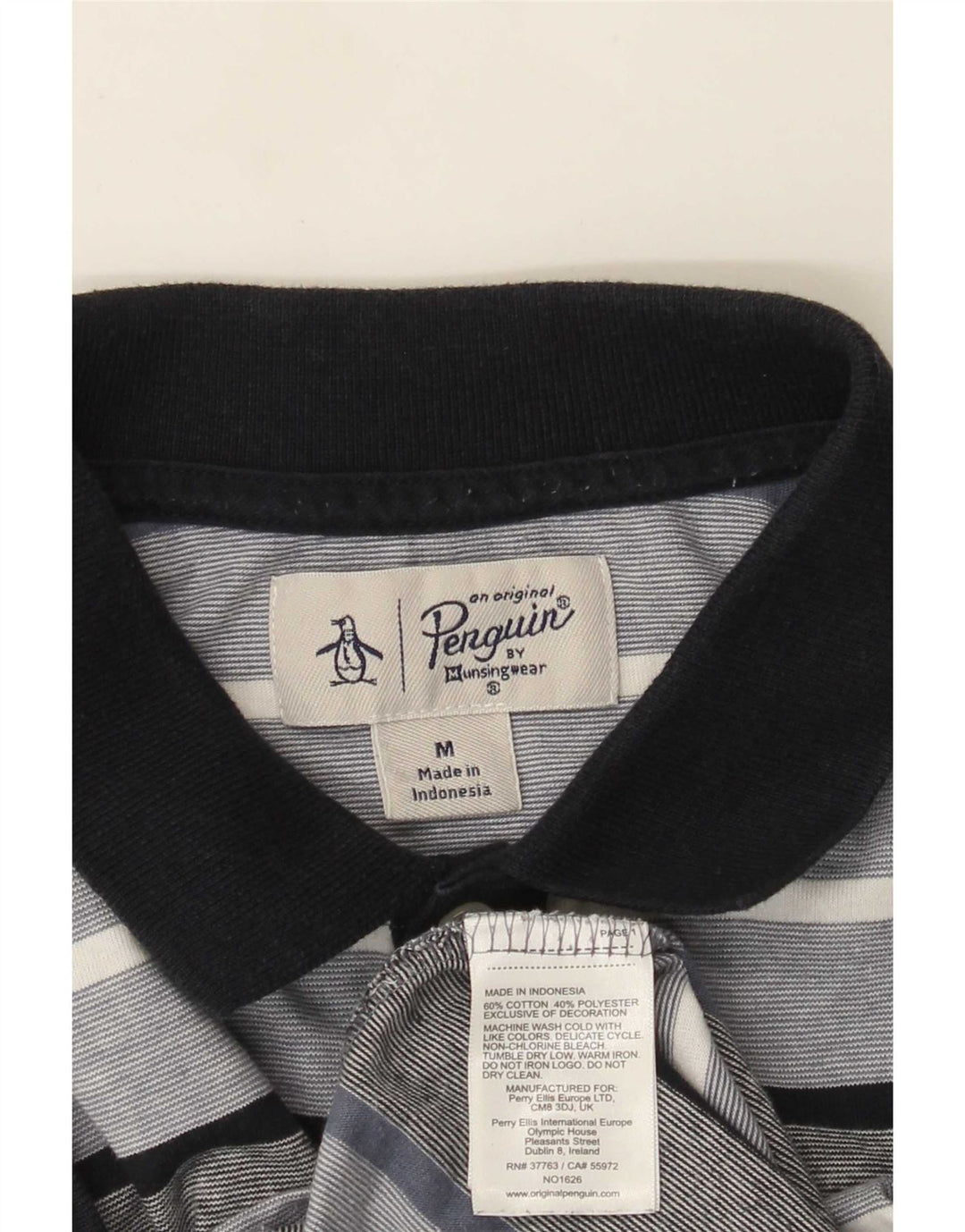 Penguin herre poloshirt mellemgrå stribet bomuld