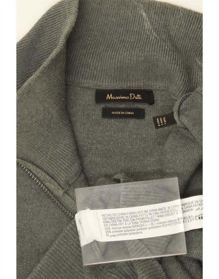 Massimo Dutti Herre Zip Neck Jumper Sweater Stor Grå Viscose