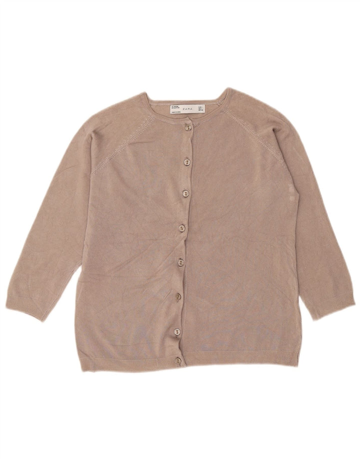 Zara Dame Cardigan Sweater UK 14 Large Grå Viscose