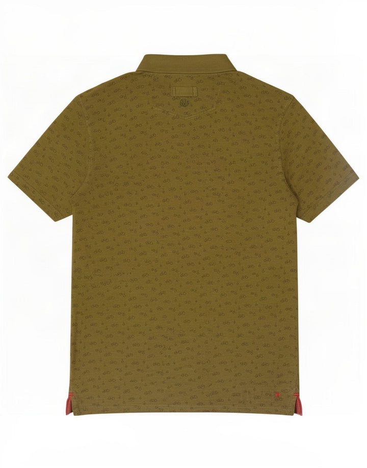 Fedt ansigt til mænd med abstrakt mønster poloshirt Medium Khaki Bomuld
