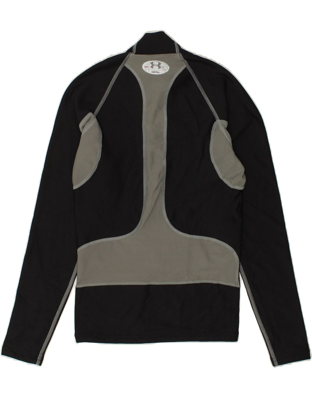 UNDER ARMOUR Boys Pullover Tracksuit Top 7-8 Years Small Black Colourblock Vintage Under Armour and Second-Hand Under Armour from Messina Hembry 