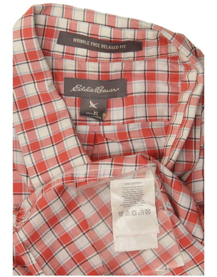 Eddie Bauer Herre Relaxed Fit skjorte XL rød ternet bomuld