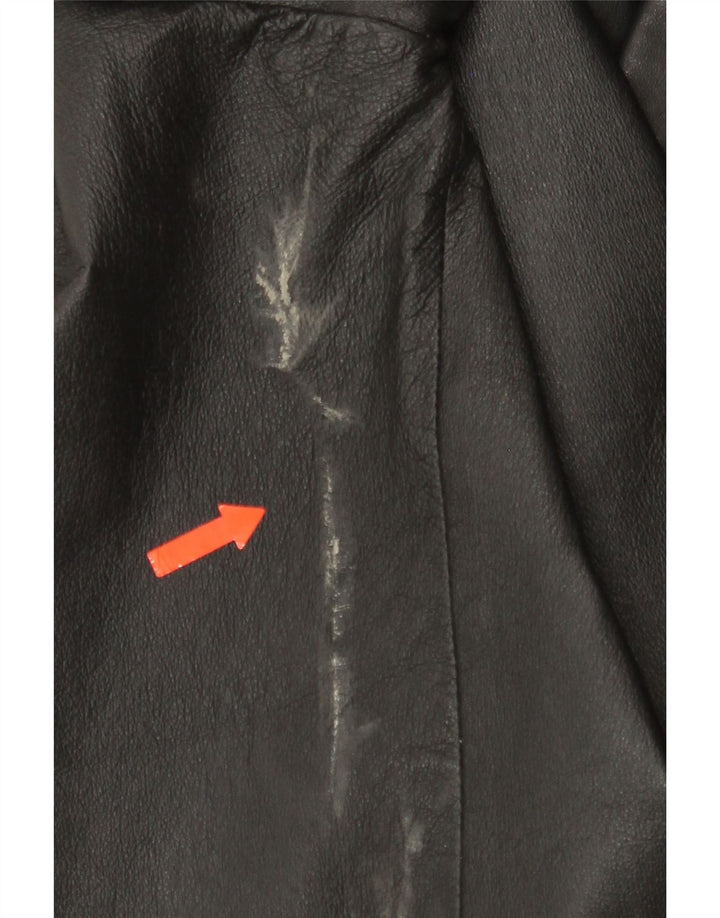 ATLAS FOR MEN Mens 4 Button Blazer Jacket UK 40 Large Black Leather Vintage Atlas For Men and Second-Hand Atlas For Men from Messina Hembry 